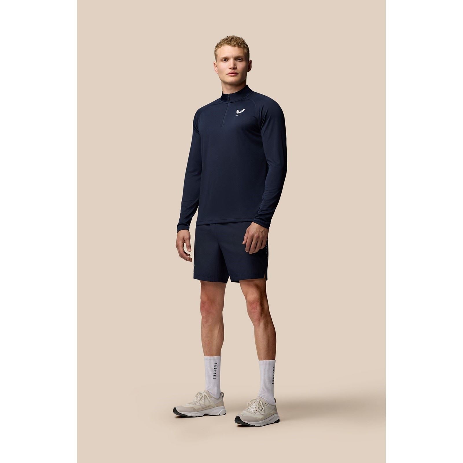 Castore Adapt Training 1/4 Zip Top T-Shirts De Sport Pour Hommes En Polyester Bleu