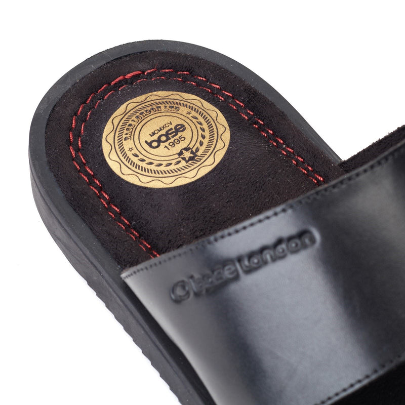 Base London Maven Sandales Noires En Cuir Pour Hommes