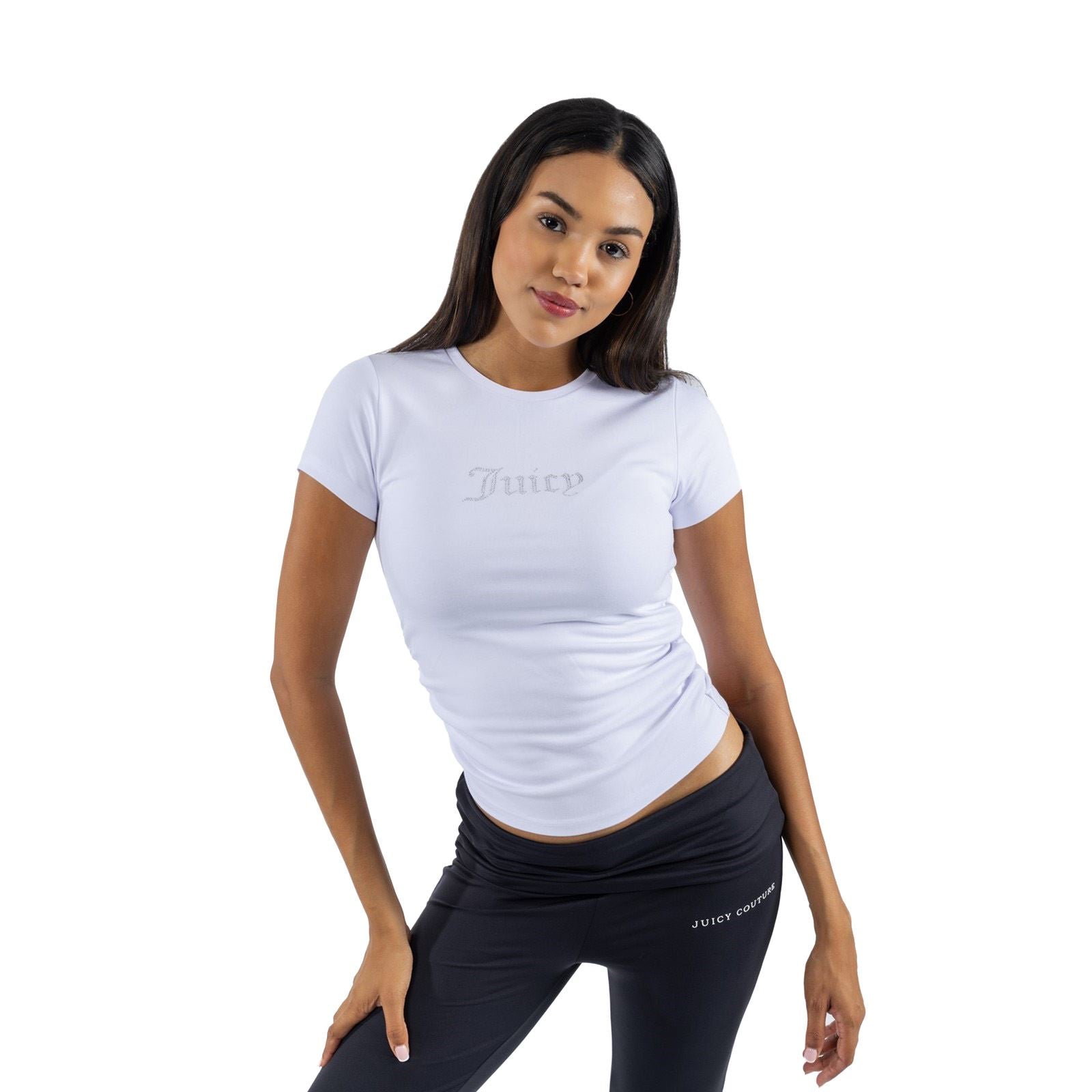 Juicy Couture Dot Ruched T-Shirt Blanc Pour Femme En Modal