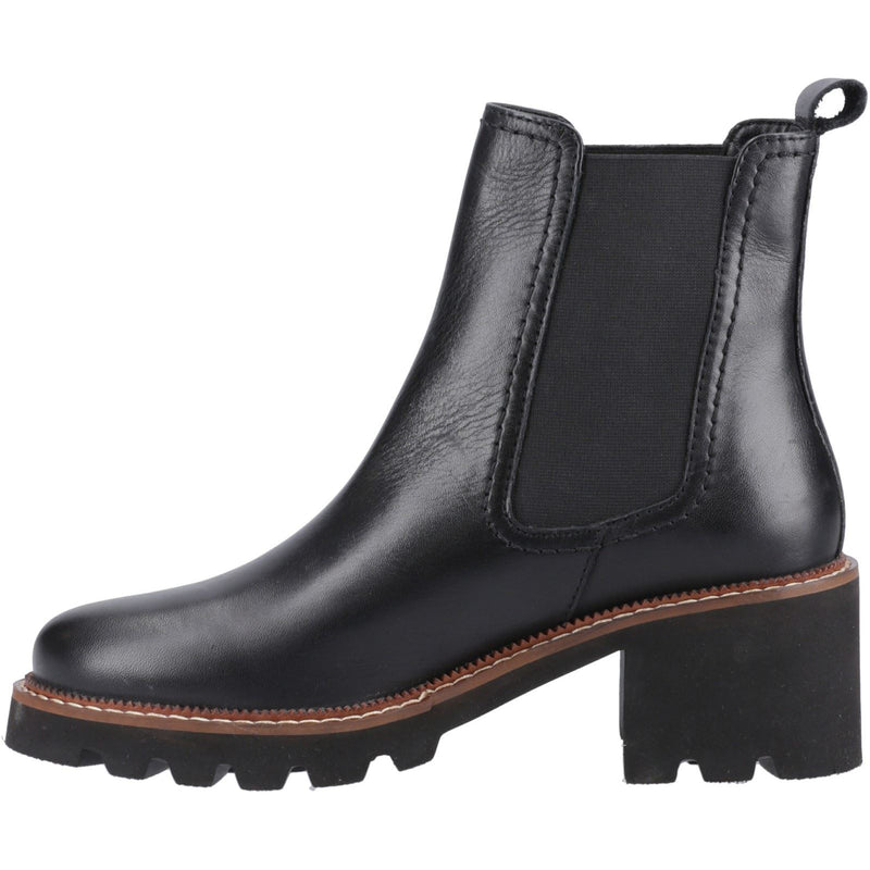 Hush Puppies Gaia Bottes Chelsea À Talons En Cuir Noir Pour Femme