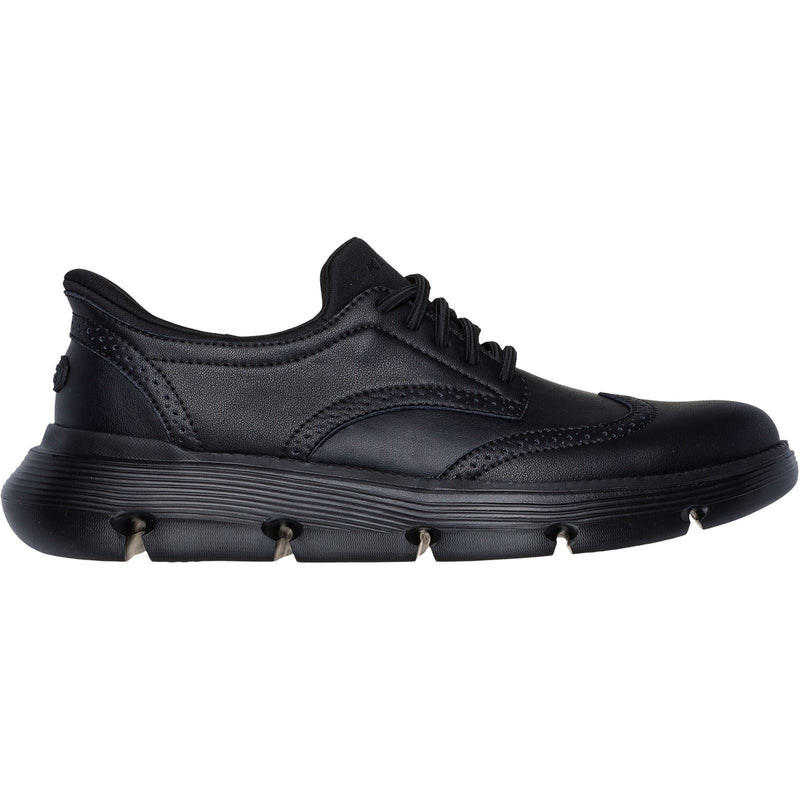 Skechers Garza Sully Chaussures En Cuir Noir À Lacets Pour Hommes