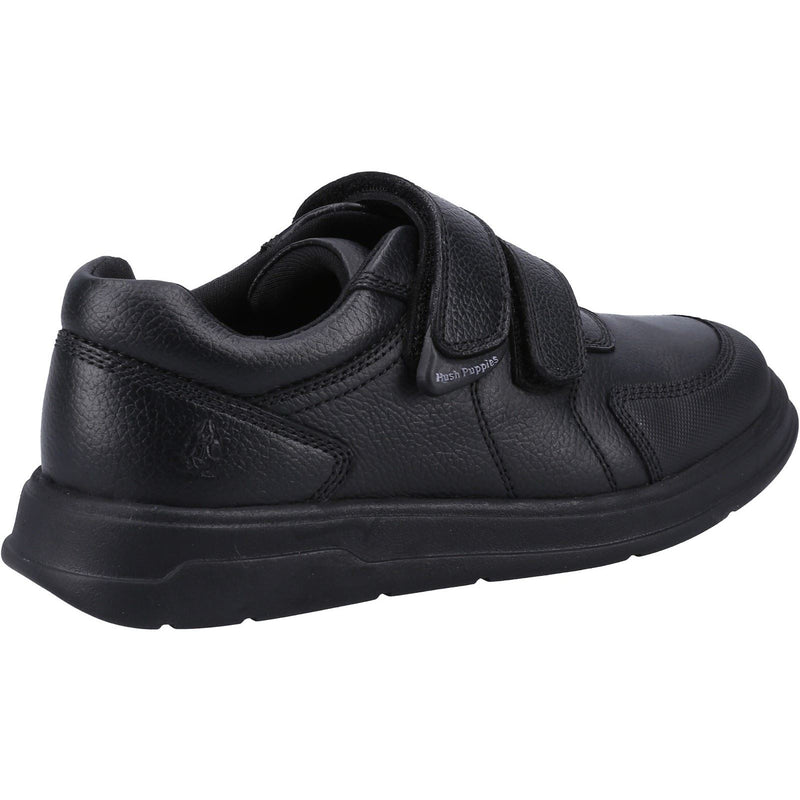 Hush Puppies Ryan SNR Chaussures Noires Pour Garçons En Cuir.