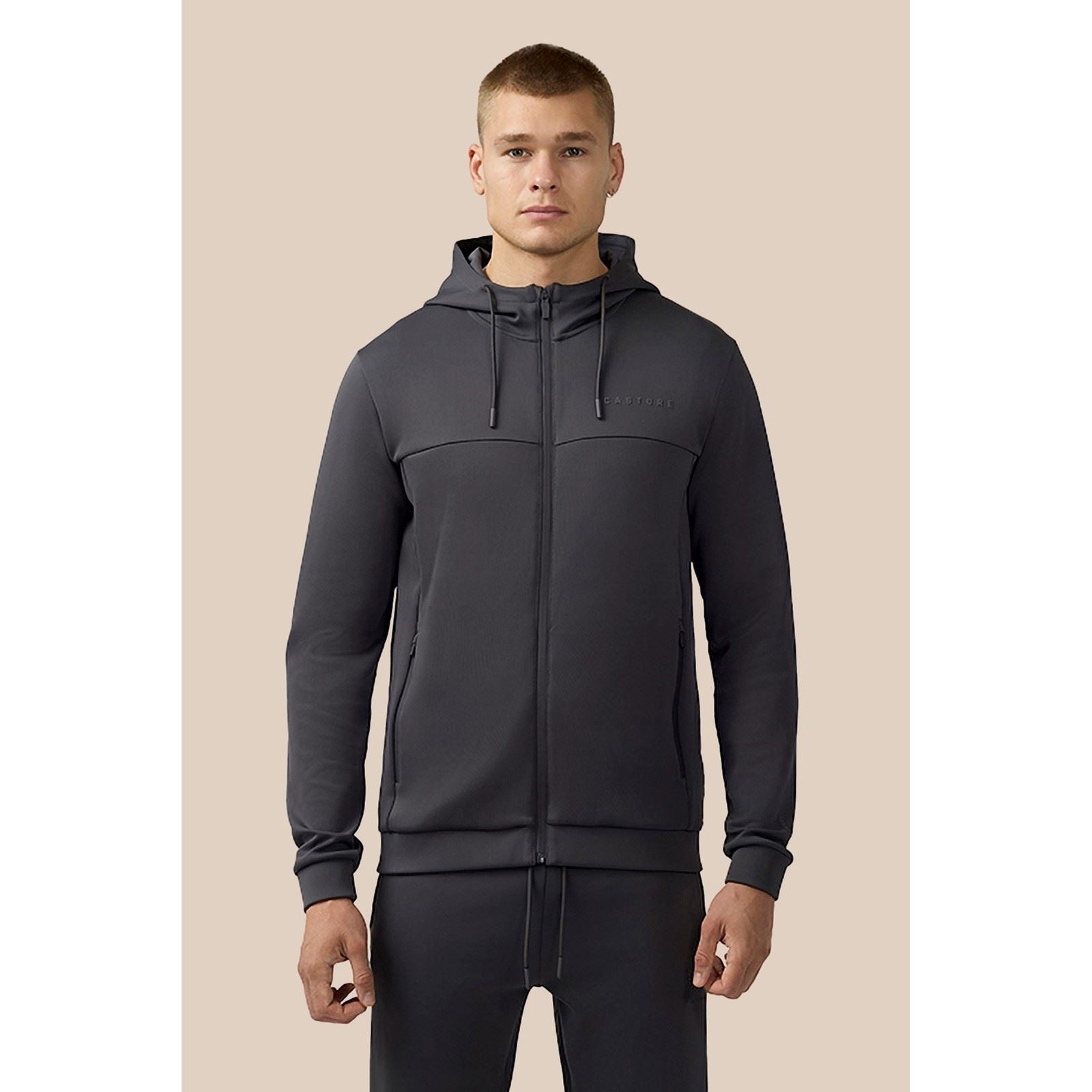 Castore Scuba Full Zip Through Hoody Sweat À Capuche Gris En Polyester Pour Homme