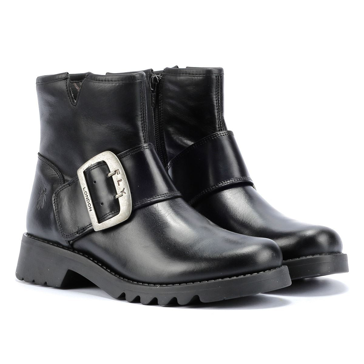 Fly London Rily Bottes Noires En Cuir Pour Femmes