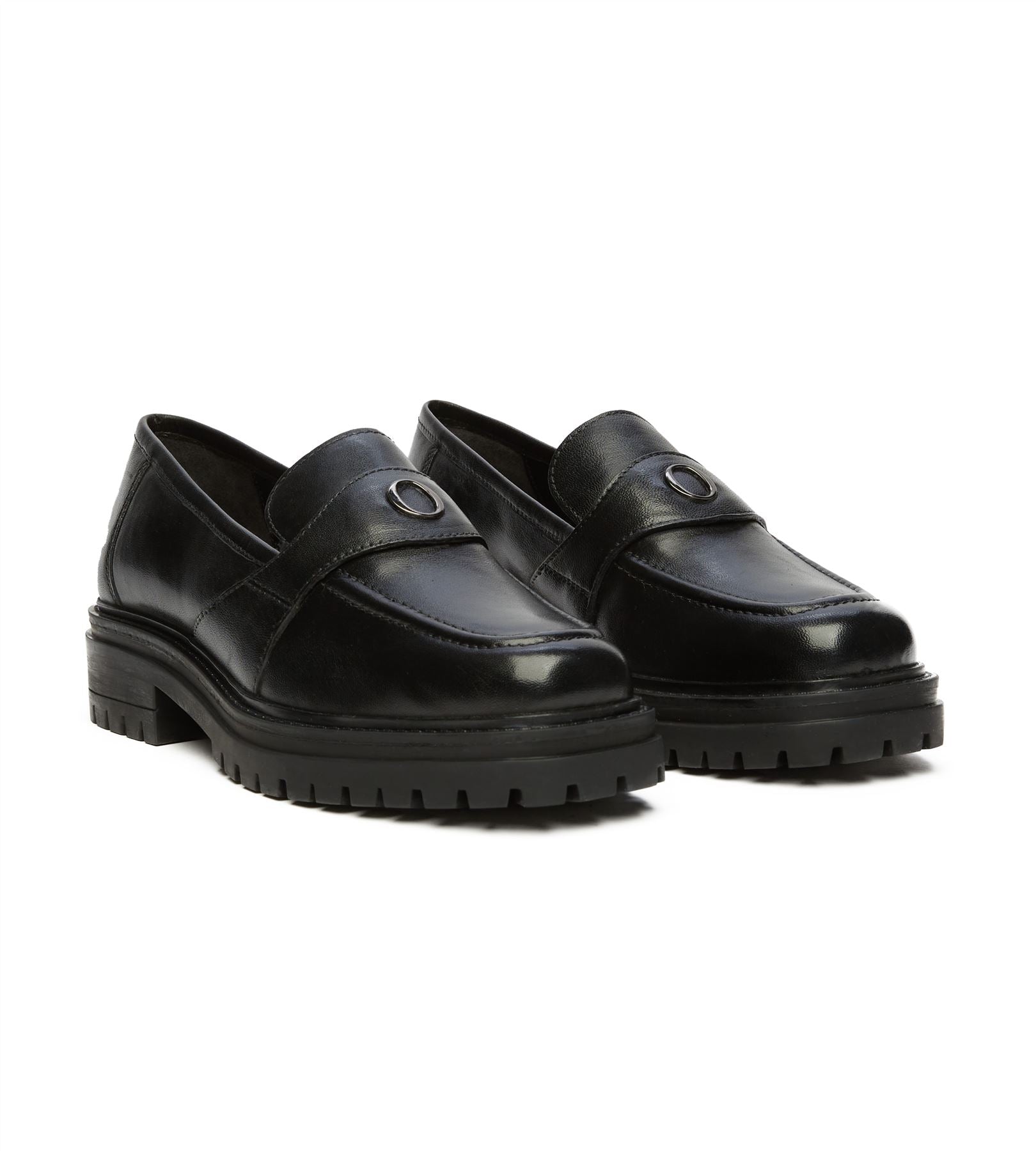 Osprey London The Greenwich Mocassins En Cuir Pour Femmes Noirs