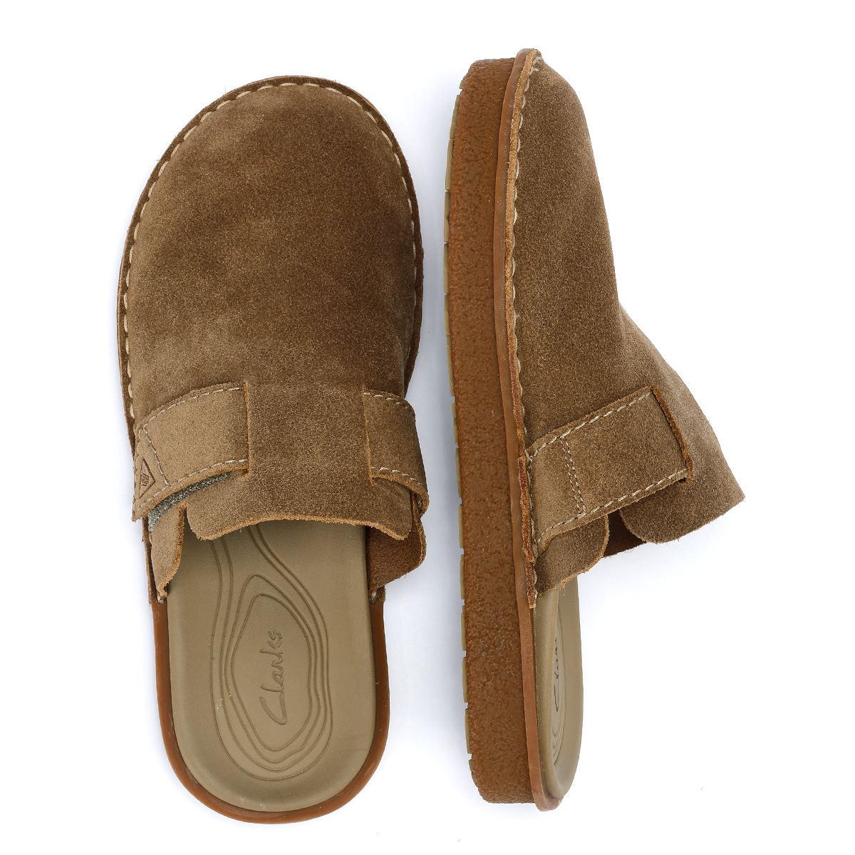Clarks Main Litton Sabots En Daim En Chêne Pour Hommes