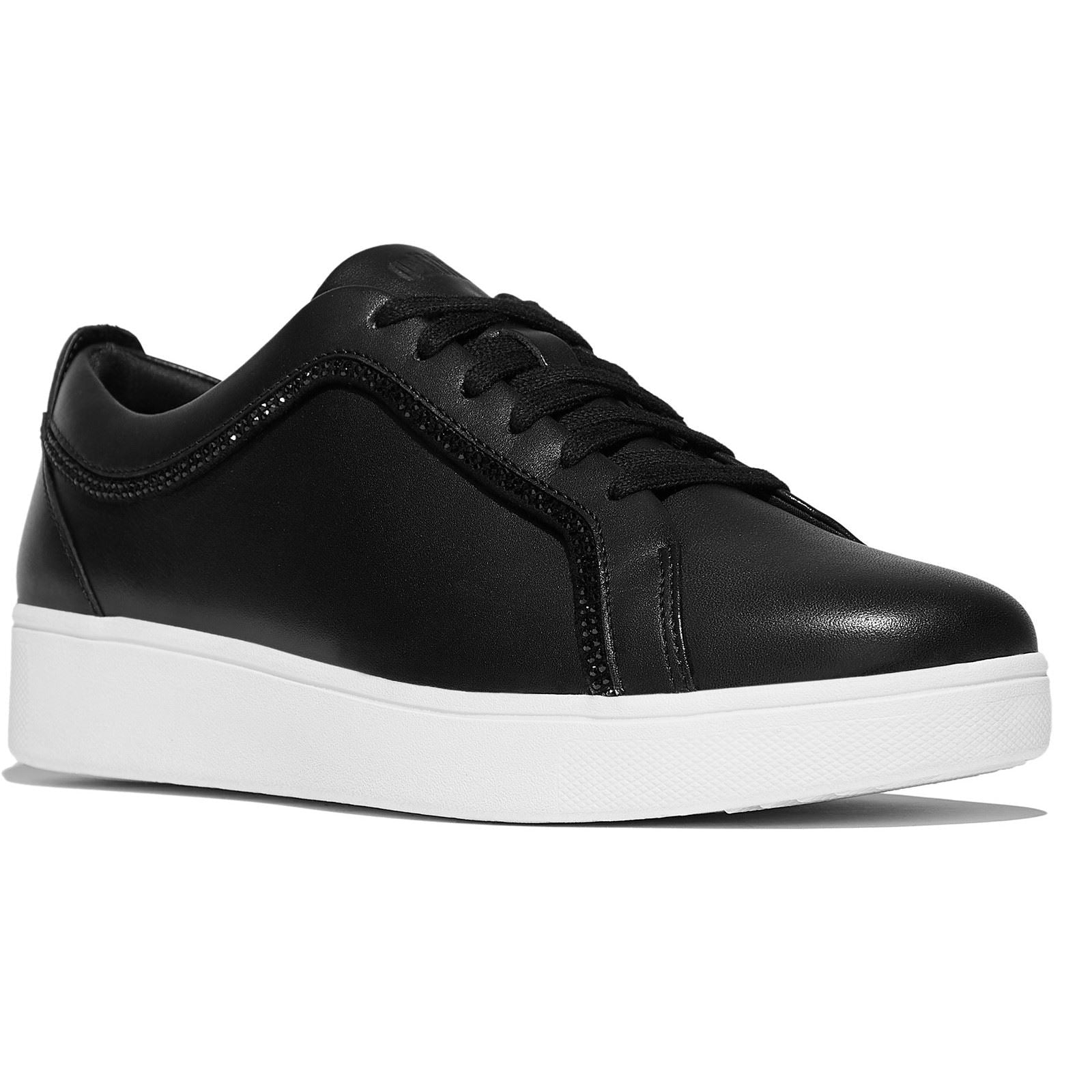 Fitflop Rally Baskets Noires En Cuir Pour Femmes