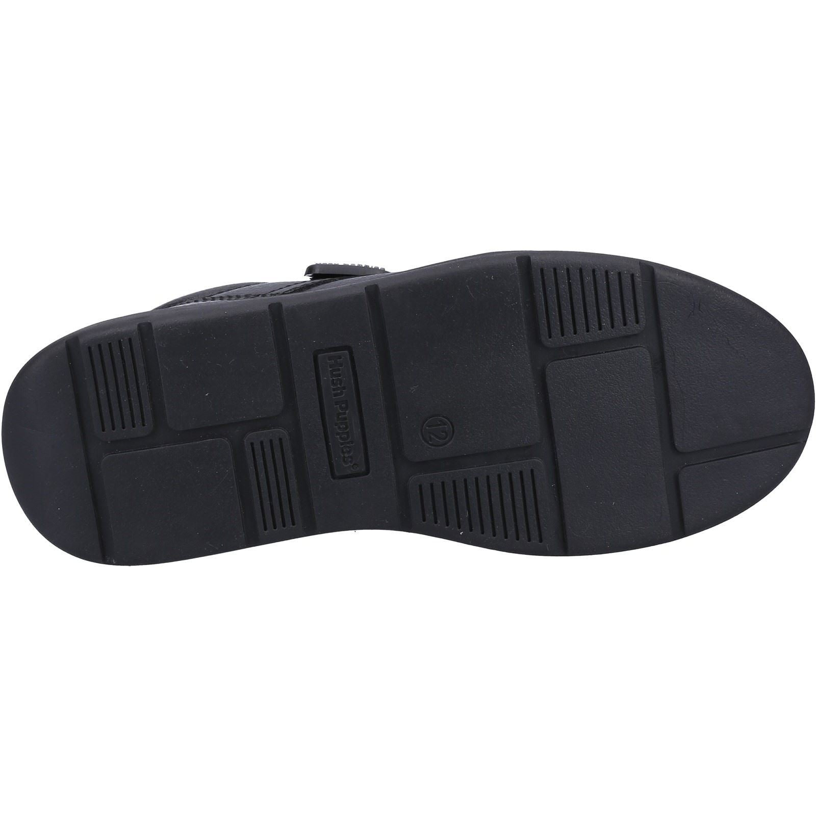 Hush Puppies Rowan SNR Chaussures Noires Pour Garçons En Cuir À Lacets