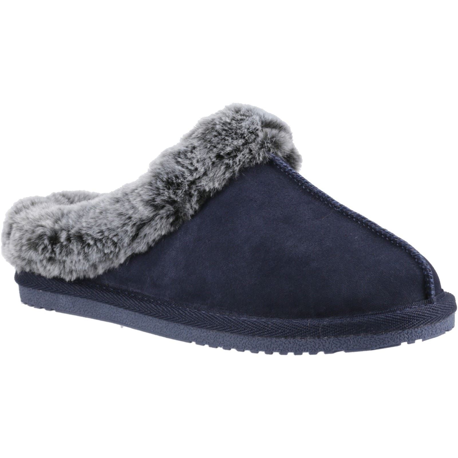 Hush Puppies Amara Chaussons Pour Femme En Suède Bleu Marine Foncé