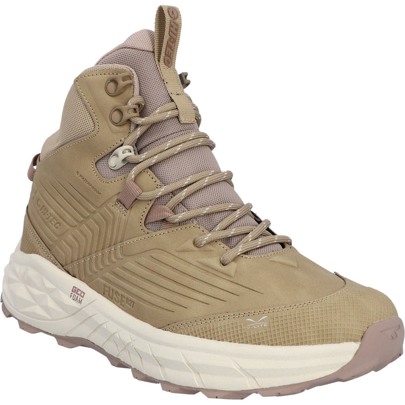 Hi-Tec Fuse Trek Mid Bottes De Randonnée Pour Femmes En Polyester Taupe/blanc Crête Gris/taupe Chaud