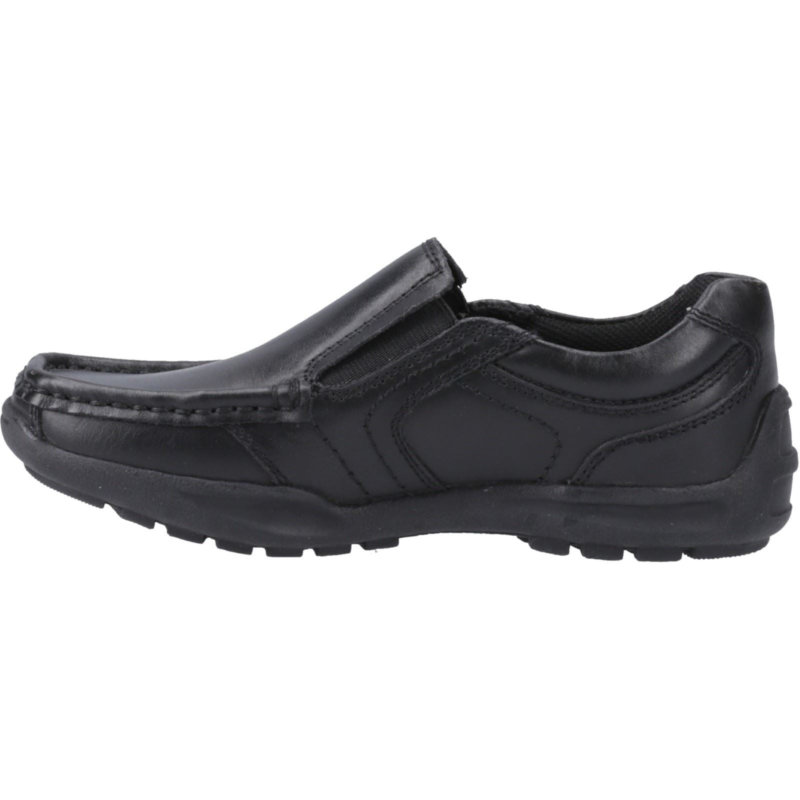 Hush Puppies Morgan Chaussures Noires Pour Garçons En Cuir