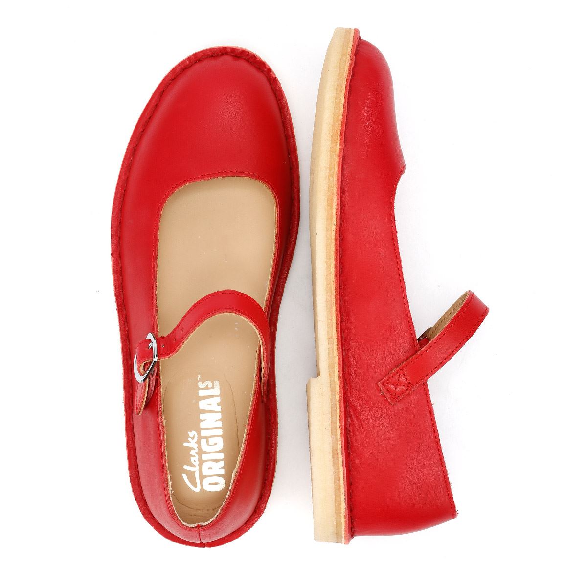 Clarks Originals Desert Jane Chaussures Rouges En Cuir Pour Femmes
