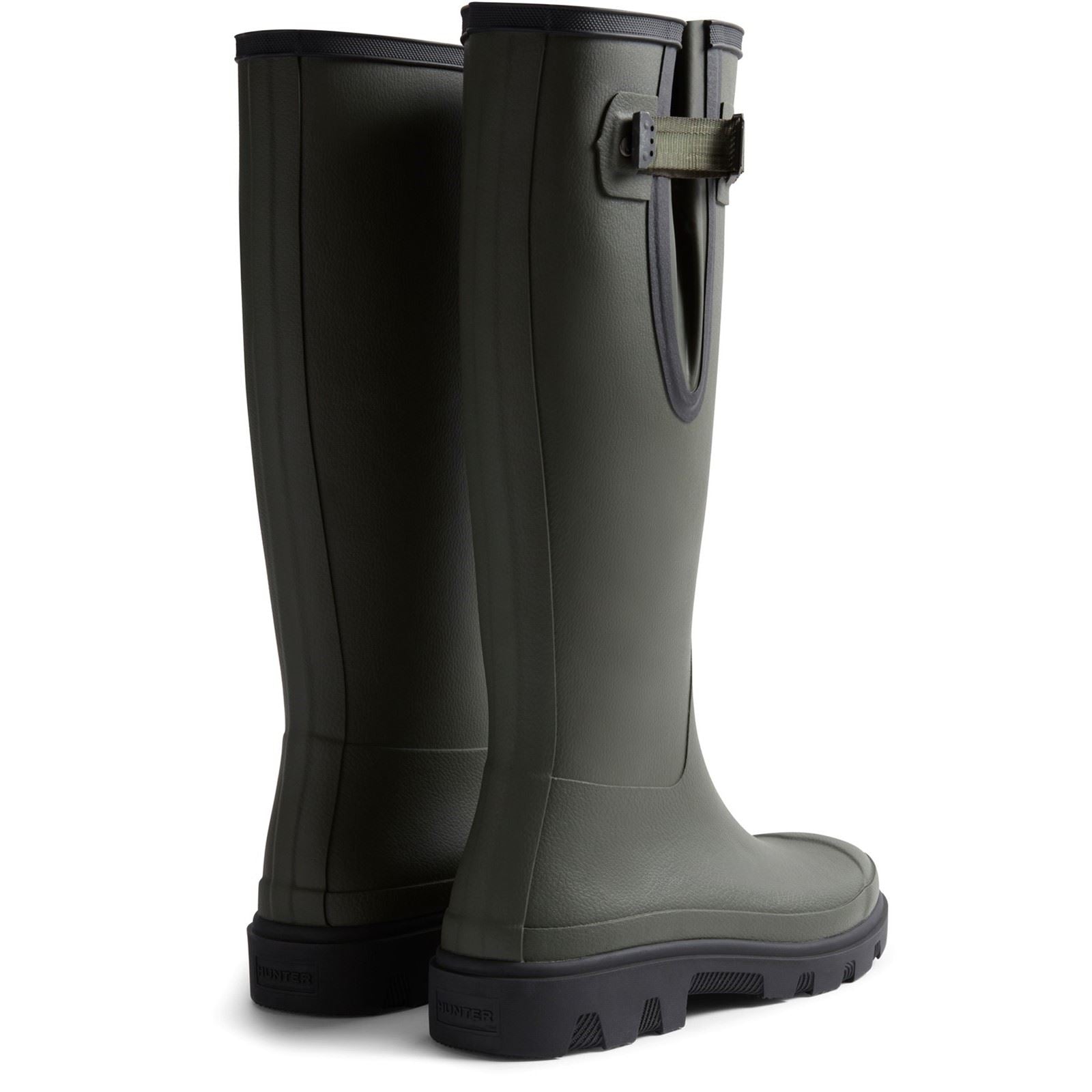Hunter Downpour Adjustable Boot Bottes En Caoutchouc Pour Homme Vert Olive Foncé/Noir