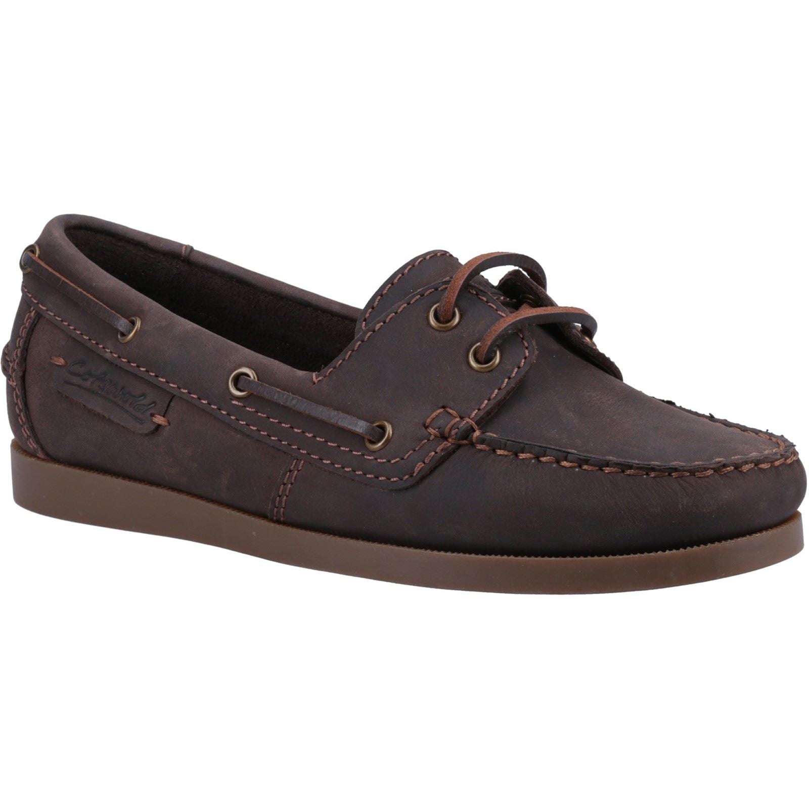 Cotswold Waterlane Chaussures Bateau En Cuir Marron Pour Femmes