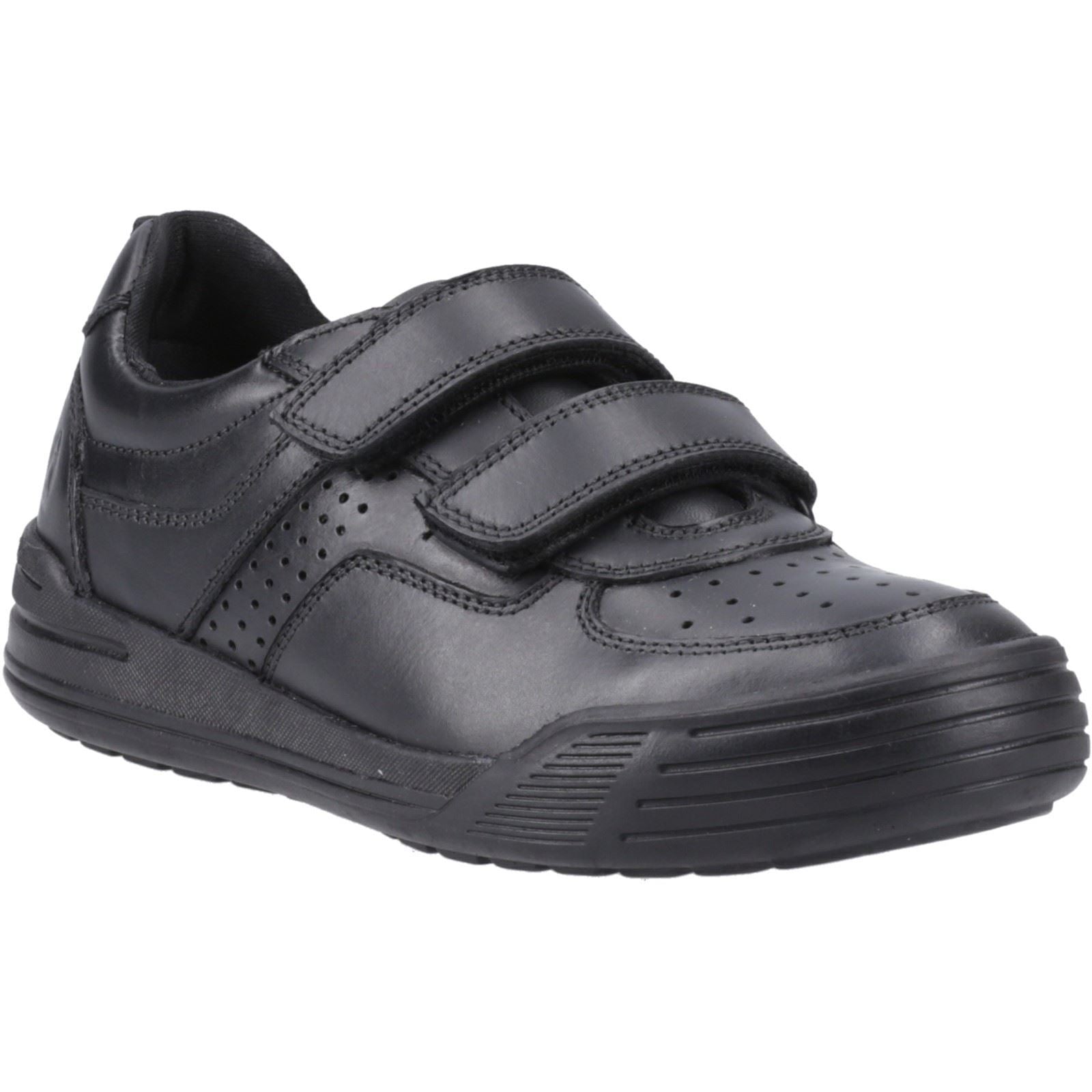 Hush Puppies Sully Chaussures Noires Pour Garçons En Cuir.
