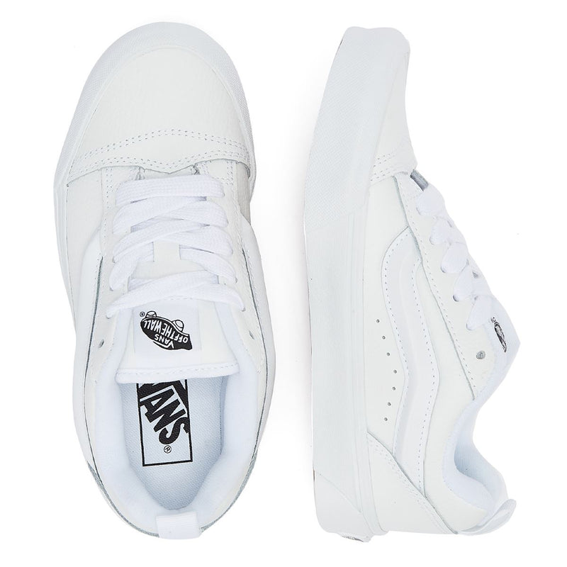Vans Baskets Blanches En Cuir Véritable Pour Femmes Knu Skool