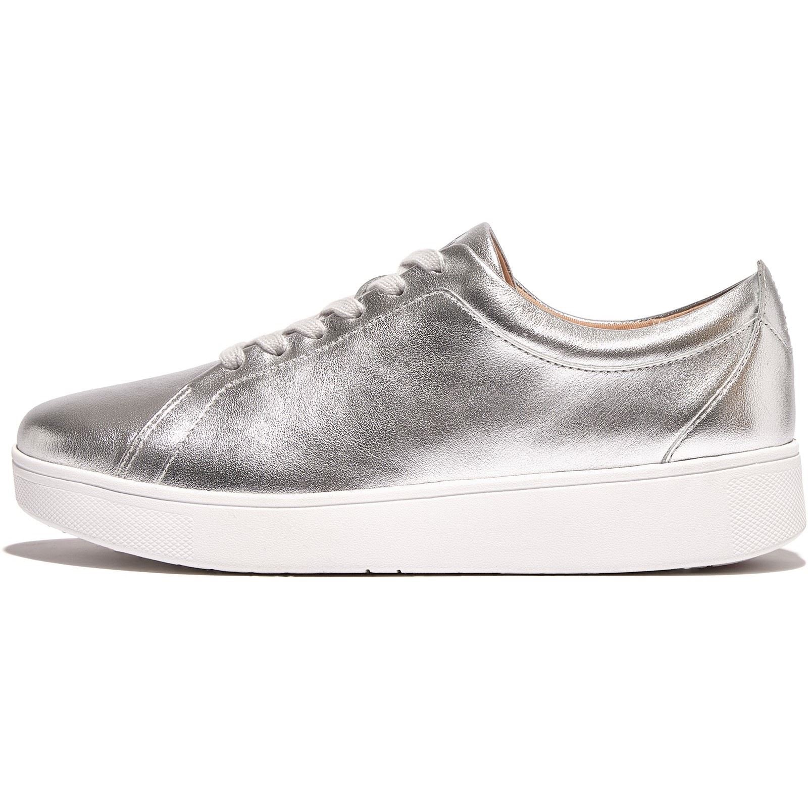 Fitflop Rally Baskets En Cuir Argentées Pour Femmes