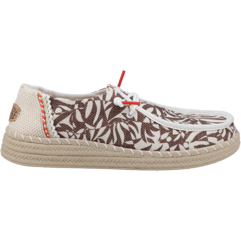 HEYDUDE Wendy Espadrille Retro Palm Mélange De Coton Esapdrilles Pour Femmes, Couleur Brun Centre/Vignette