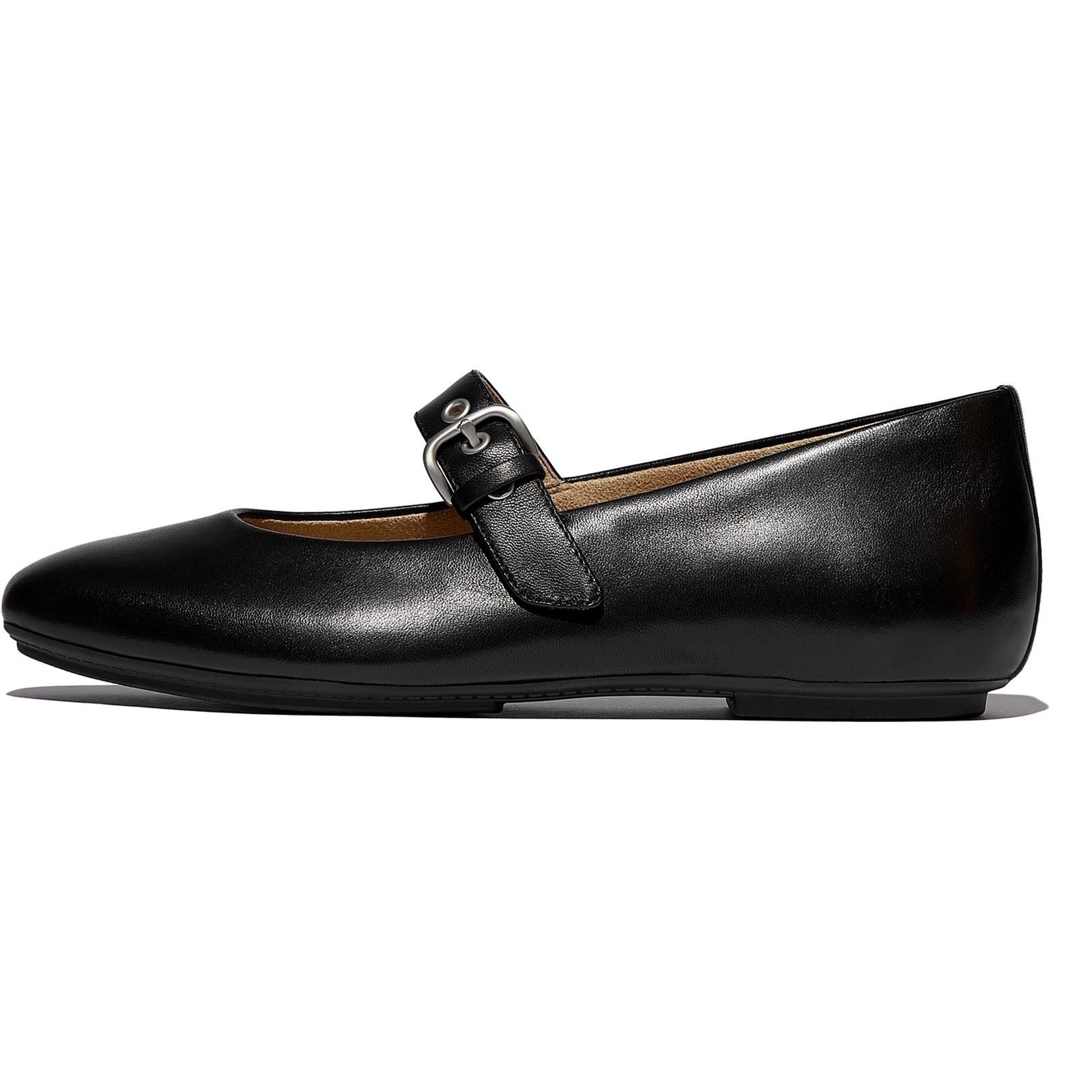 Fitflop Delicato Chaussures En Cuir Pour Femmes Toutes Noires À Coupe Étroite