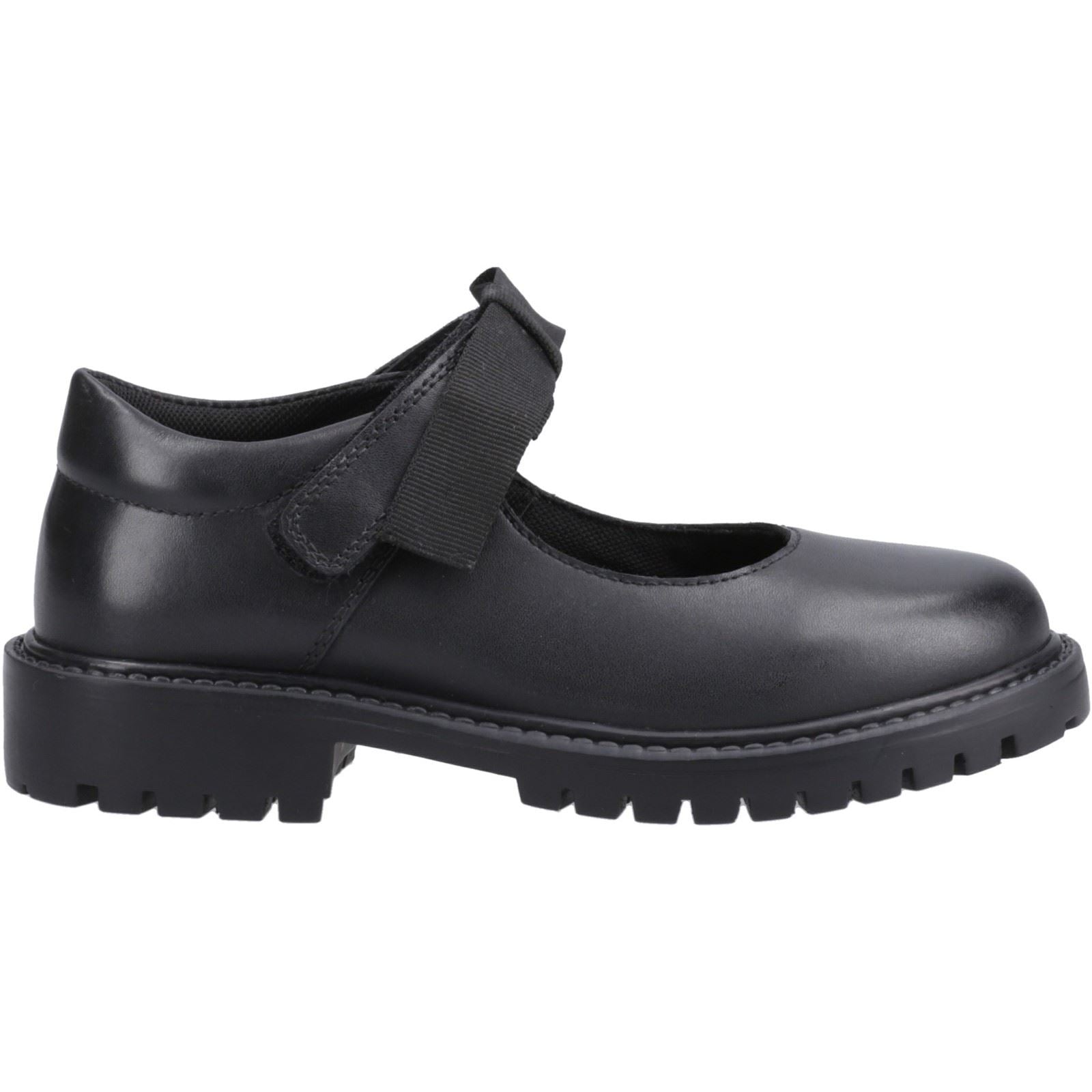 Hush Puppies Astrid Bow Chaussures Noires Pour Filles En Cuir