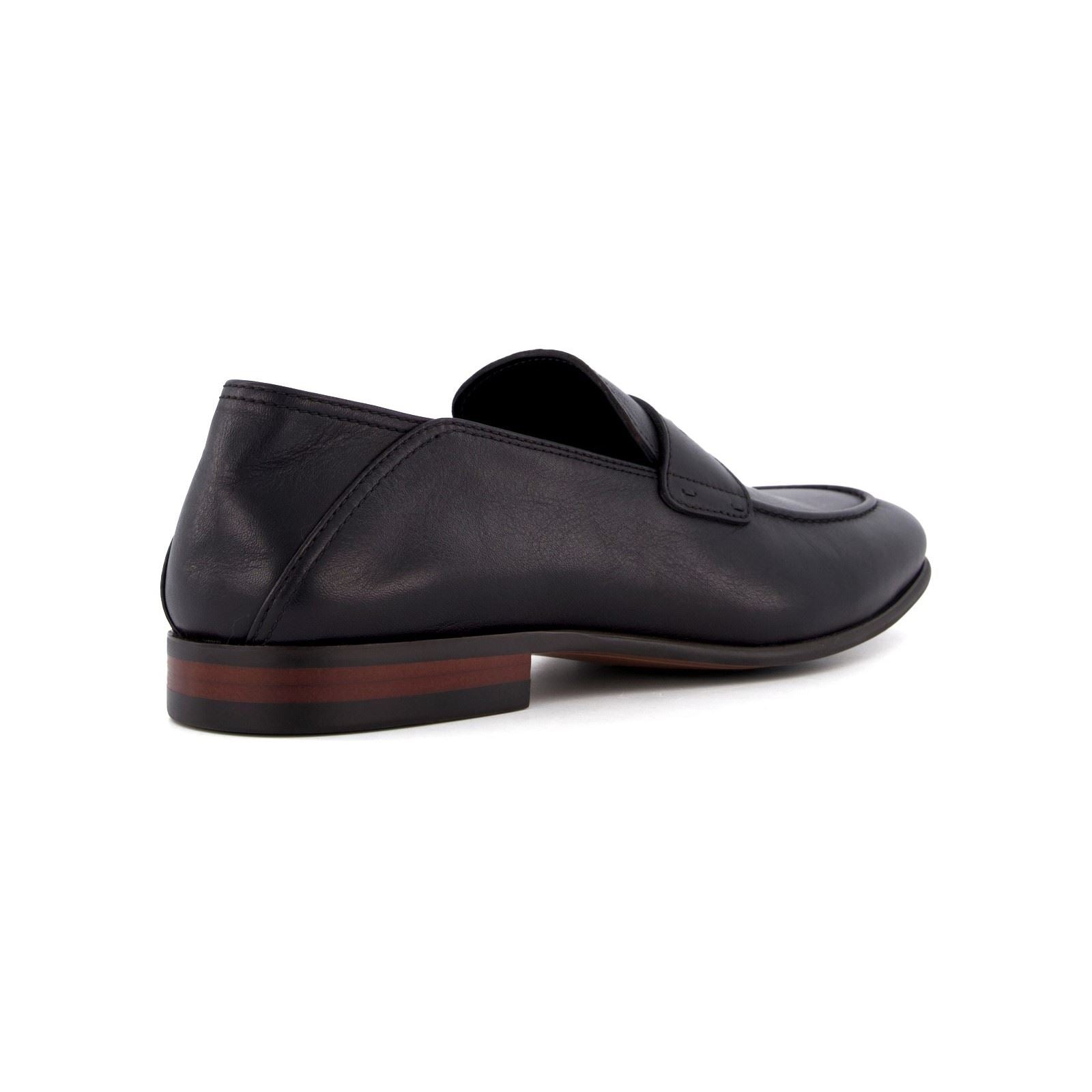 Dune Sync Mocassins Noirs En Cuir Pour Hommes