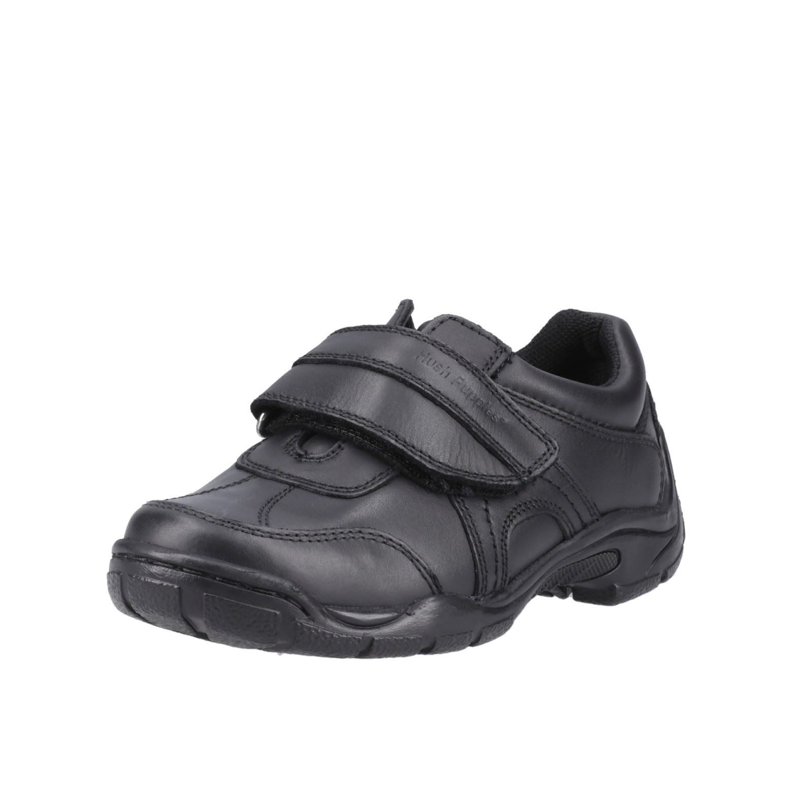 Hush Puppies Arlo Junior Chaussures Noires Pour Garçons En Cuir.