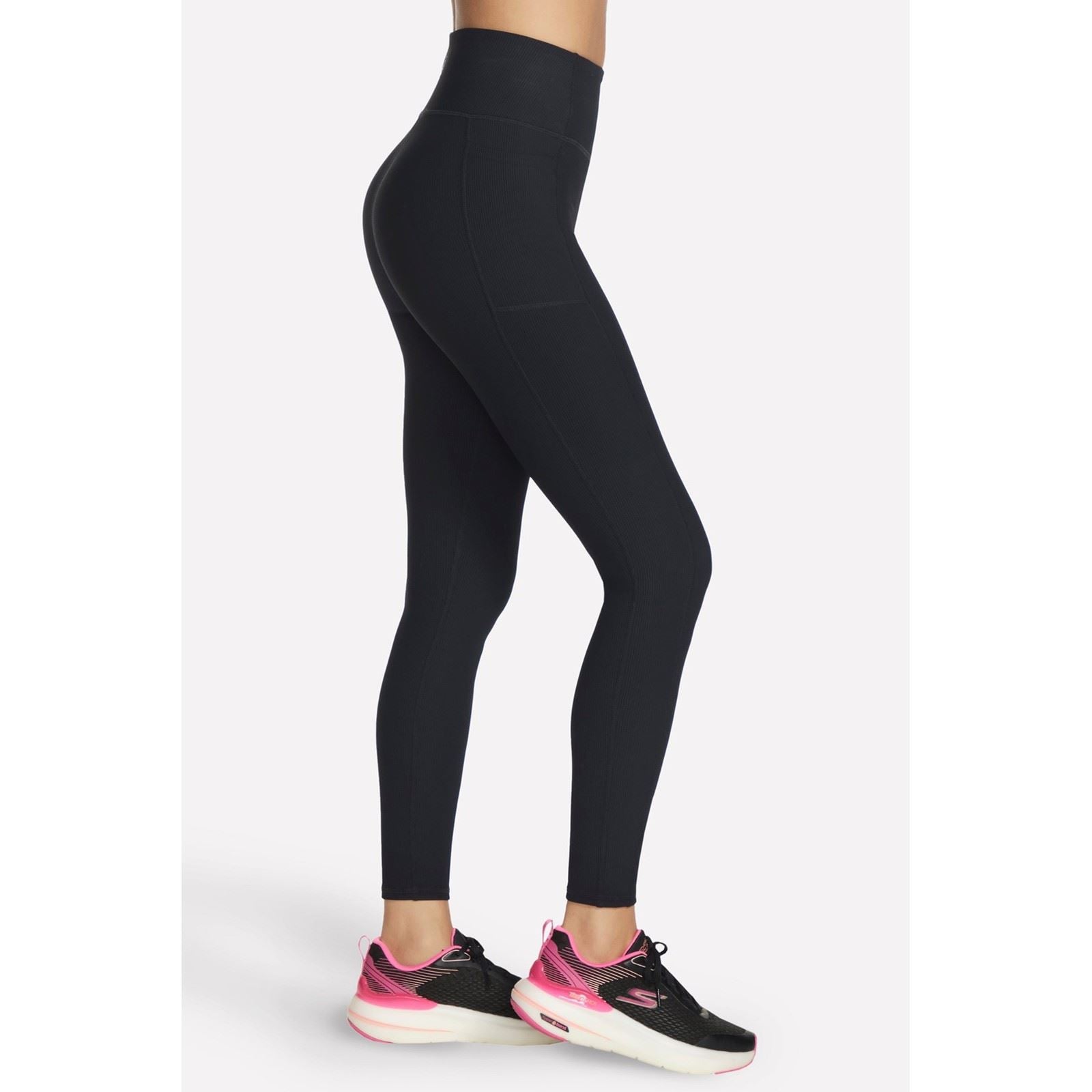 Skechers Performance GOFLEX Rib Leggings De Sport Noirs Pour Femmes En Nylon