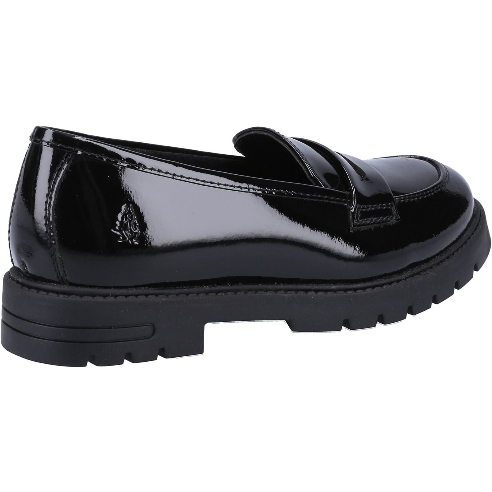 Hush Puppies Hazel Patent SNR Chaussures Plates Noires Pour Filles En Cuir