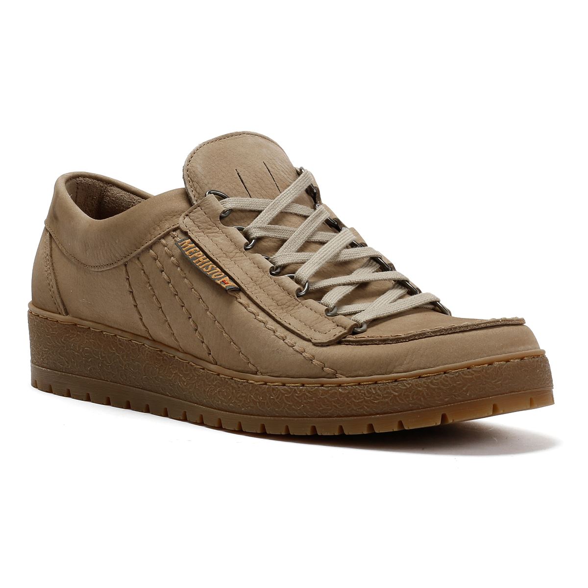 Mephisto Rainbow Sportbuck 1932/35 Chaussures À Lacets Beige En Cuir Pour Homme