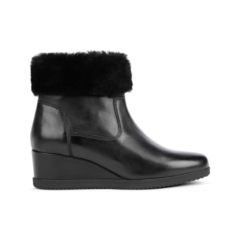 Geox Anylla Bottes Noires En Cuir Nappa Bovin Pour Femme