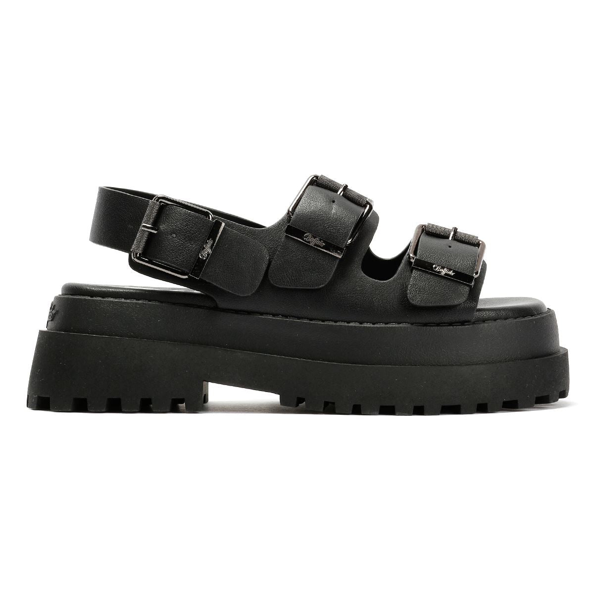 Buffalo Pluto Ari Sandales Noires Pour Femmes