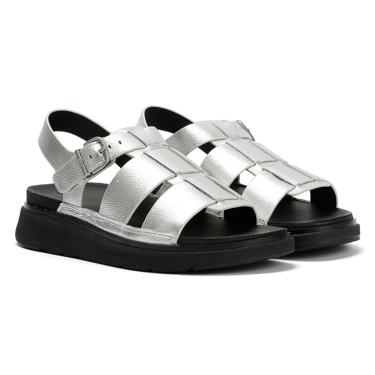 FitFlop GEN-FF Fisherman Sandales En Cuir Pour Femmes Argentées