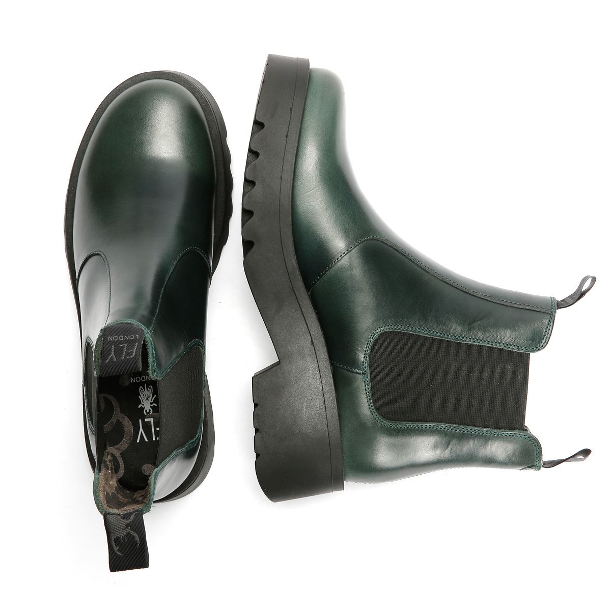 Fly London Medi Bottes En Cuir Vertes Pour Femmes