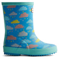 Hunter Kids Rain Cloud Boot Bottes De Pluie En Caoutchouc Bleu Avec Nuages De Pluie
