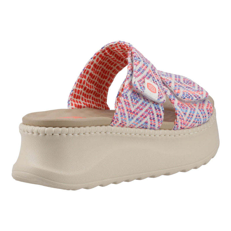 HEYDUDE Delray Slide Surf Baja Sandales Pour Femmes En Mélange De Polyester Bleu/Rose/Multicolore