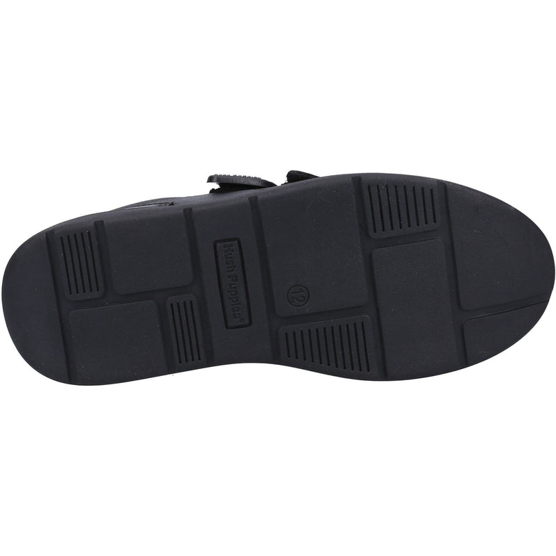 Hush Puppies Ryan SNR Chaussures Noires Pour Garçons En Cuir.