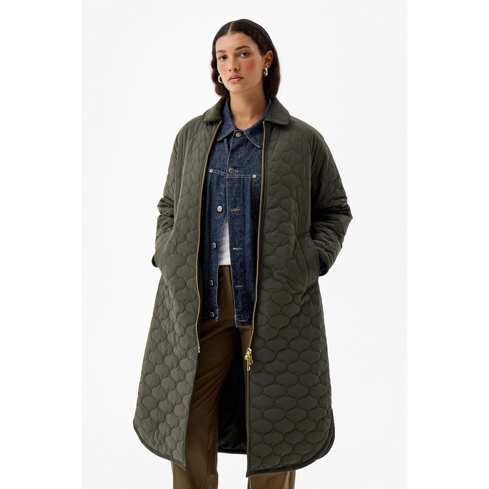 Hunter Fionn Long Olive Foncé Pour Femmes