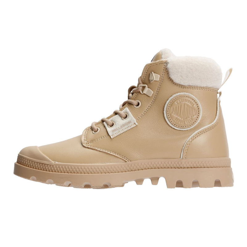 Palladium Pampa HI Snow Warm Bottes Beiges En Cuir Pour Femmes