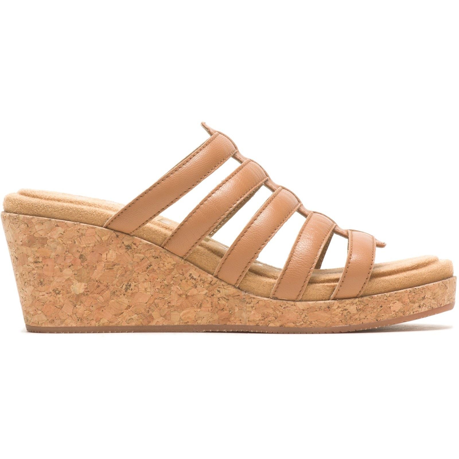 Hush Puppies Willow Slide Escarpins Compensés En Cuir Pour Femme En Couleur Tabac