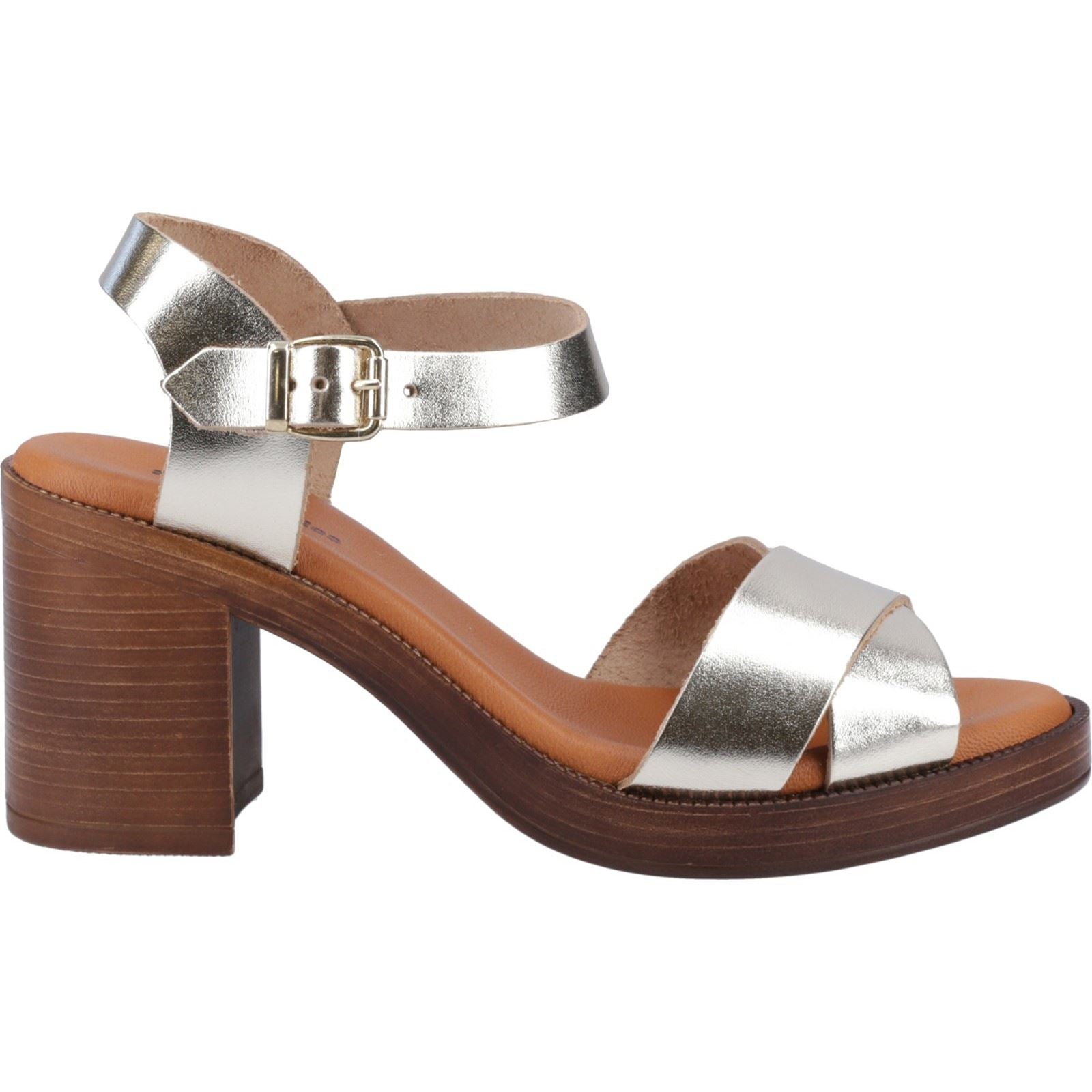 Hush Puppies Georgia Sandales En Cuir Doré Pour Femme