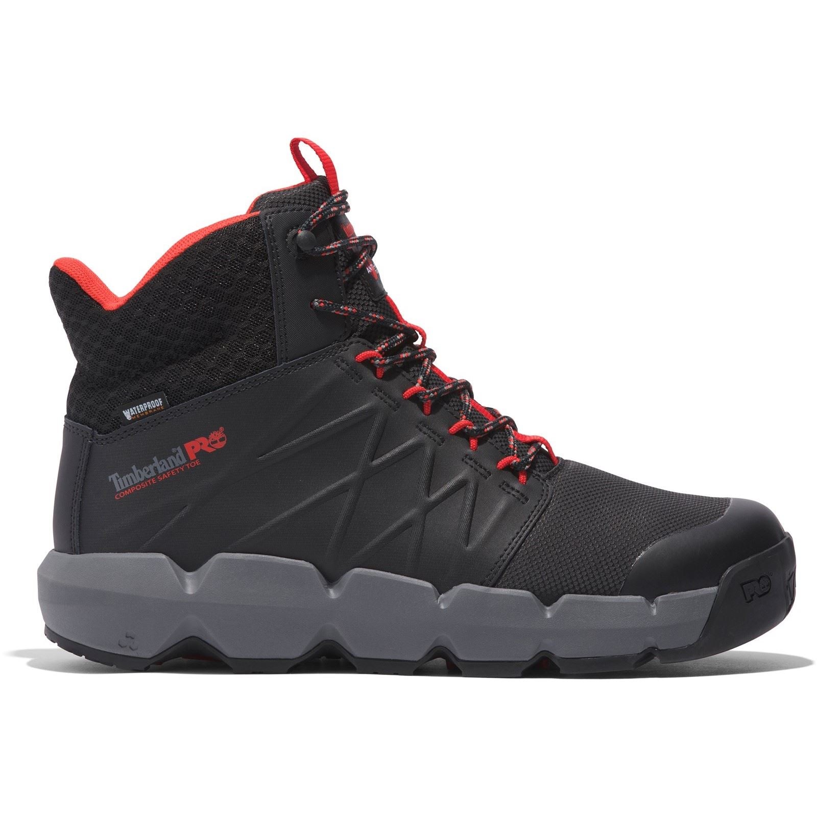 Timberland Pro Bottes De Sécurité Morphix En Cuir Noir/Rouge De Six Pouces