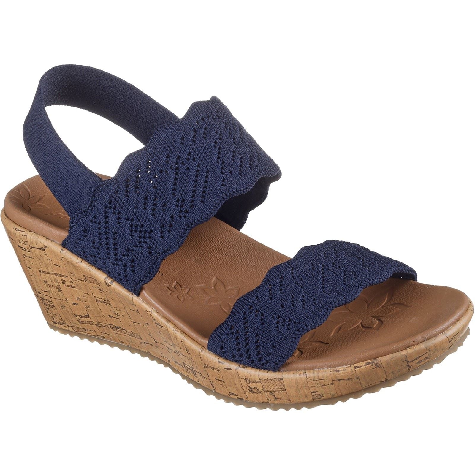 Skechers Beverlee Timeless Touch Sandales Pour Femmes En Toile Bleu Marine