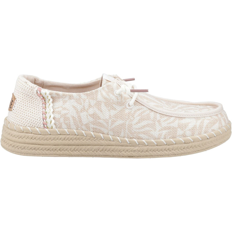 HEYDUDE Wendy Espadrille Retro Palm Espadrilles Pour Femmes En Mélange De Coton Rose Pâle/Blanc