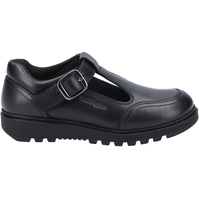 Hush Puppies Kerry Senior Chaussures Noires Pour Filles En Cuir