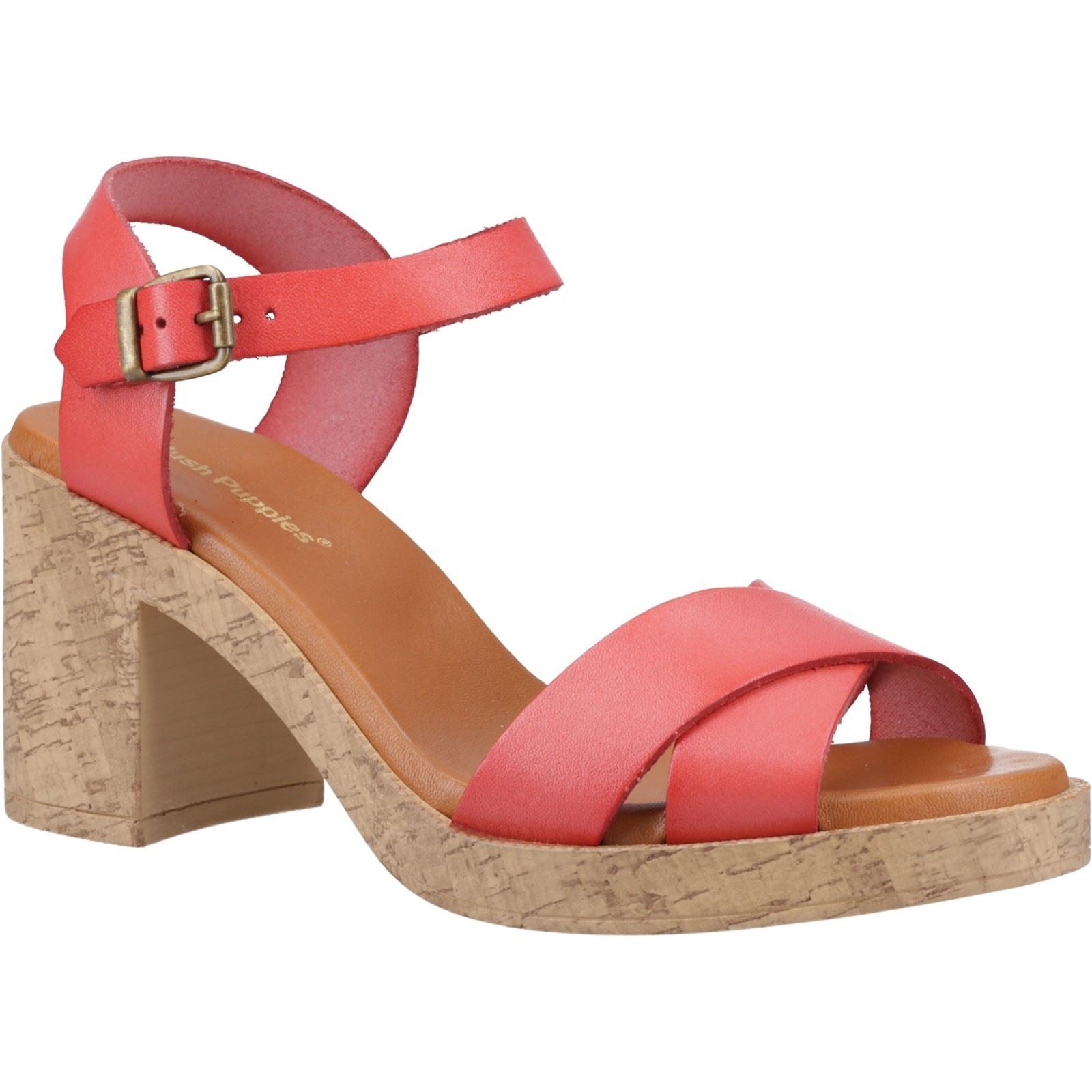 Hush Puppies Georgia Cork Sandales En Cuir Pour Femmes, Couleur Corail