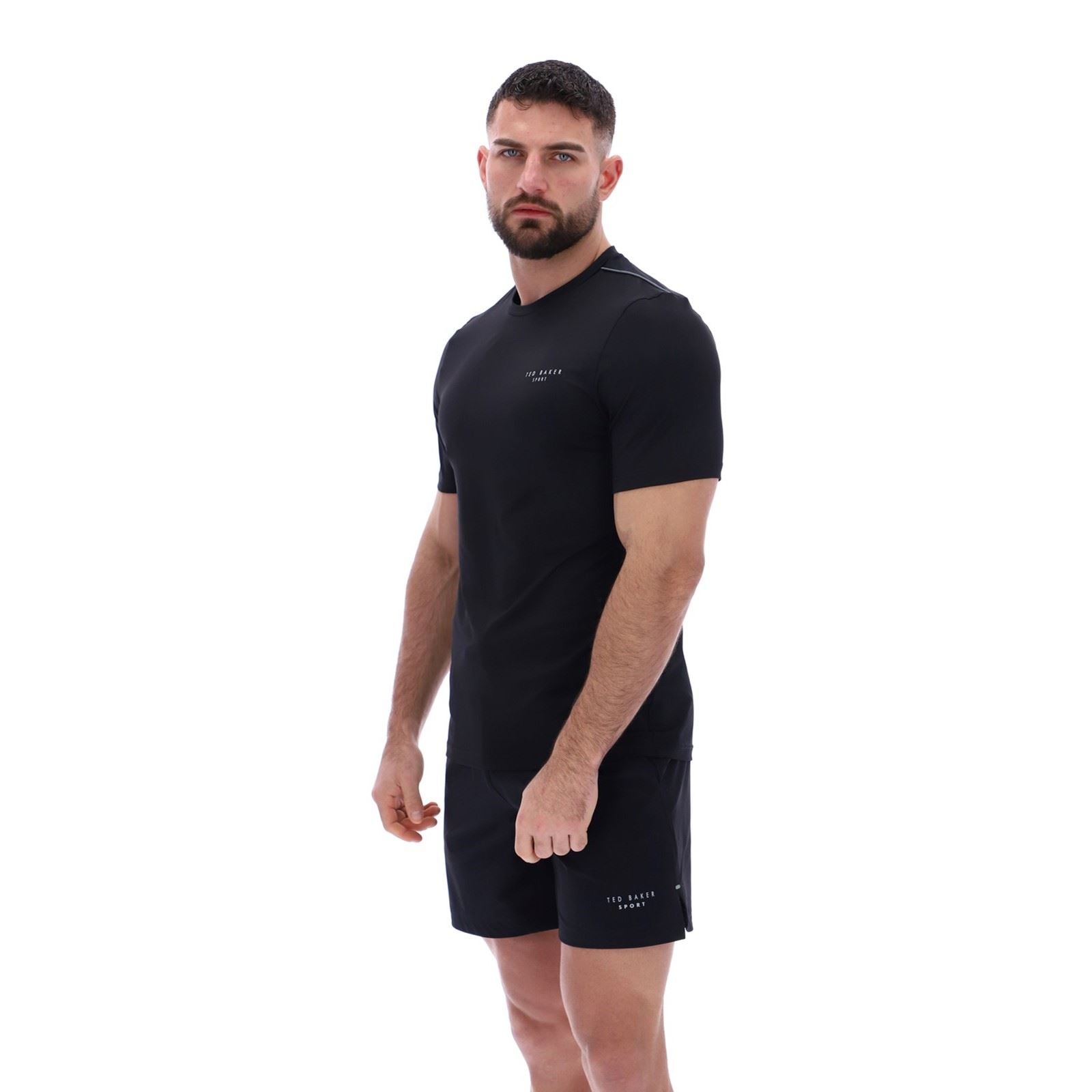 Ted Baker SAM TBMTS2635 T-Shirts De Sport Actifs Pour Hommes En Polyester Noir