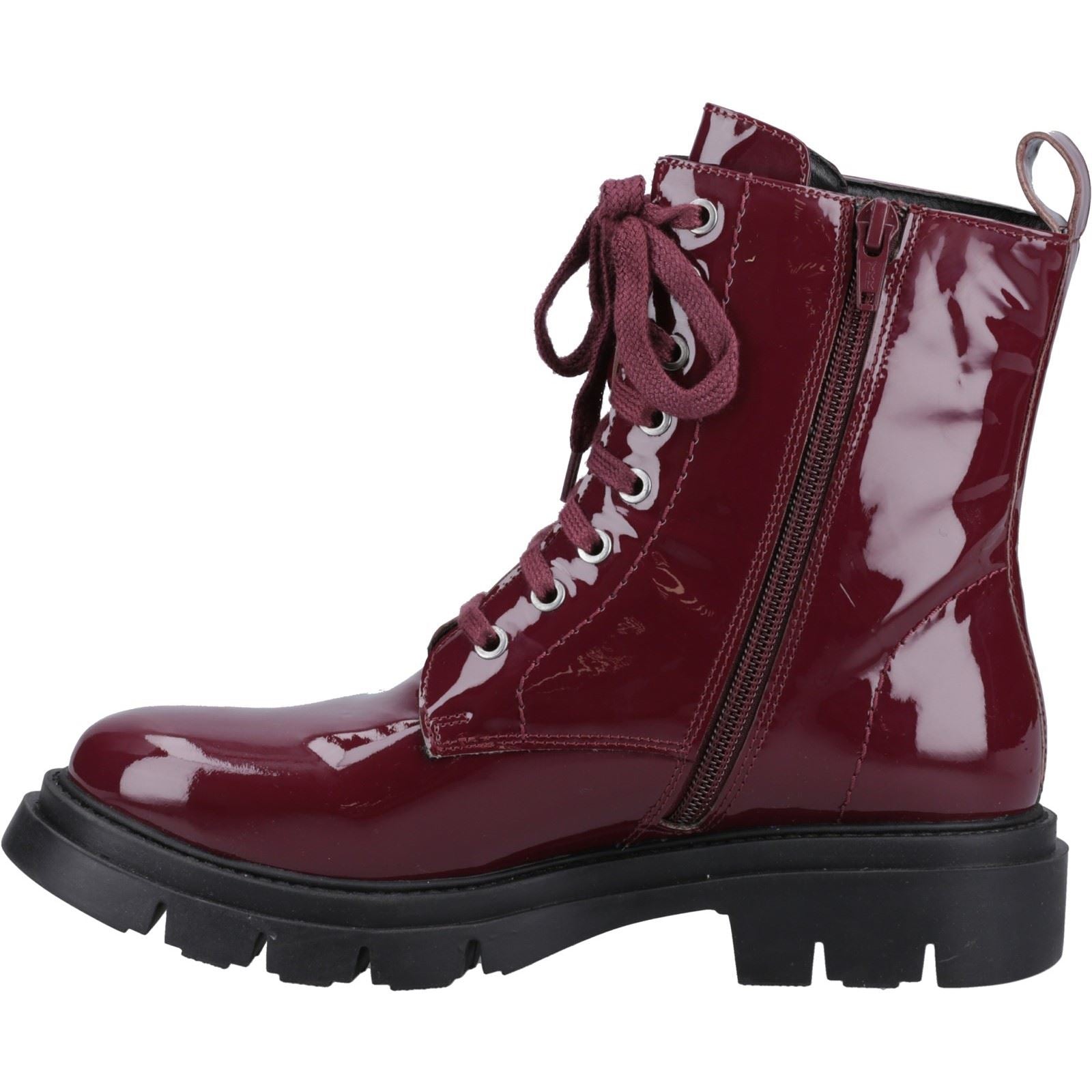 Hush Puppies Rhea Bottes En Cuir Bordeaux Pour Femmes