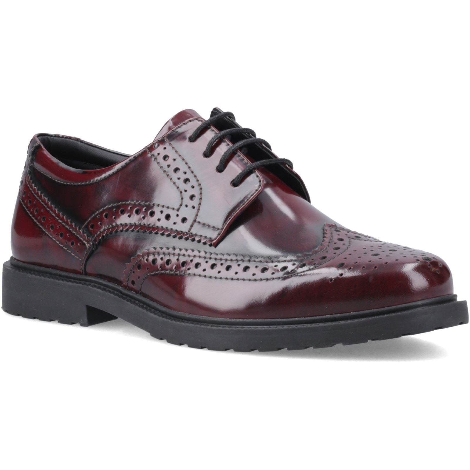 Hush Puppies Verity Hi-Shine Chaussures À Lacets Pour Femmes En Cuir Bordeaux