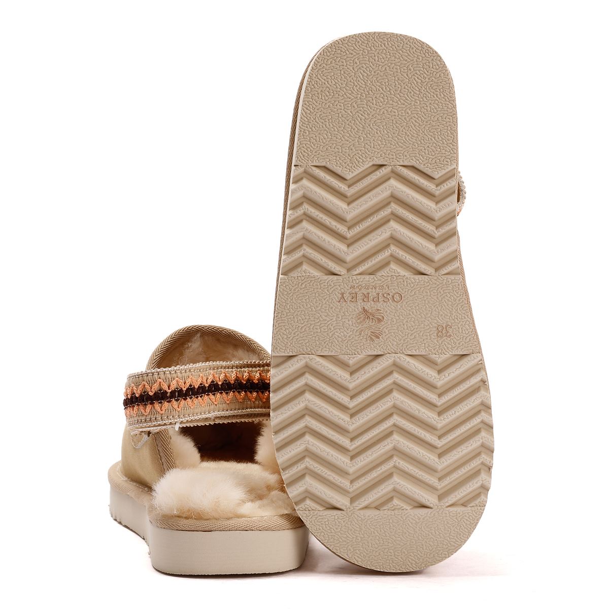 Osprey London The Constellation Pantoufles Beiges En Suède Pour Femmes