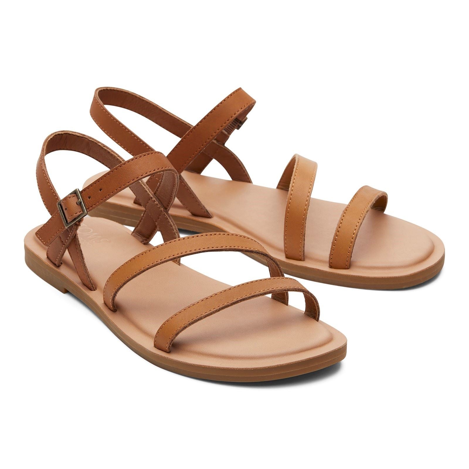 TOMS Kira Sandales En Cuir Pour Femmes Couleur Caramel